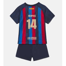 Baby Fußballbekleidung Barcelona Memphis Depay #14 Heimtrikot 2022-23 Kurzarm (+ kurze hosen)